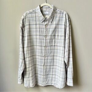 Gap Shirt Men's XXL Linen Blend Plaid Preppy Office Spring Pastel Lighteight Top